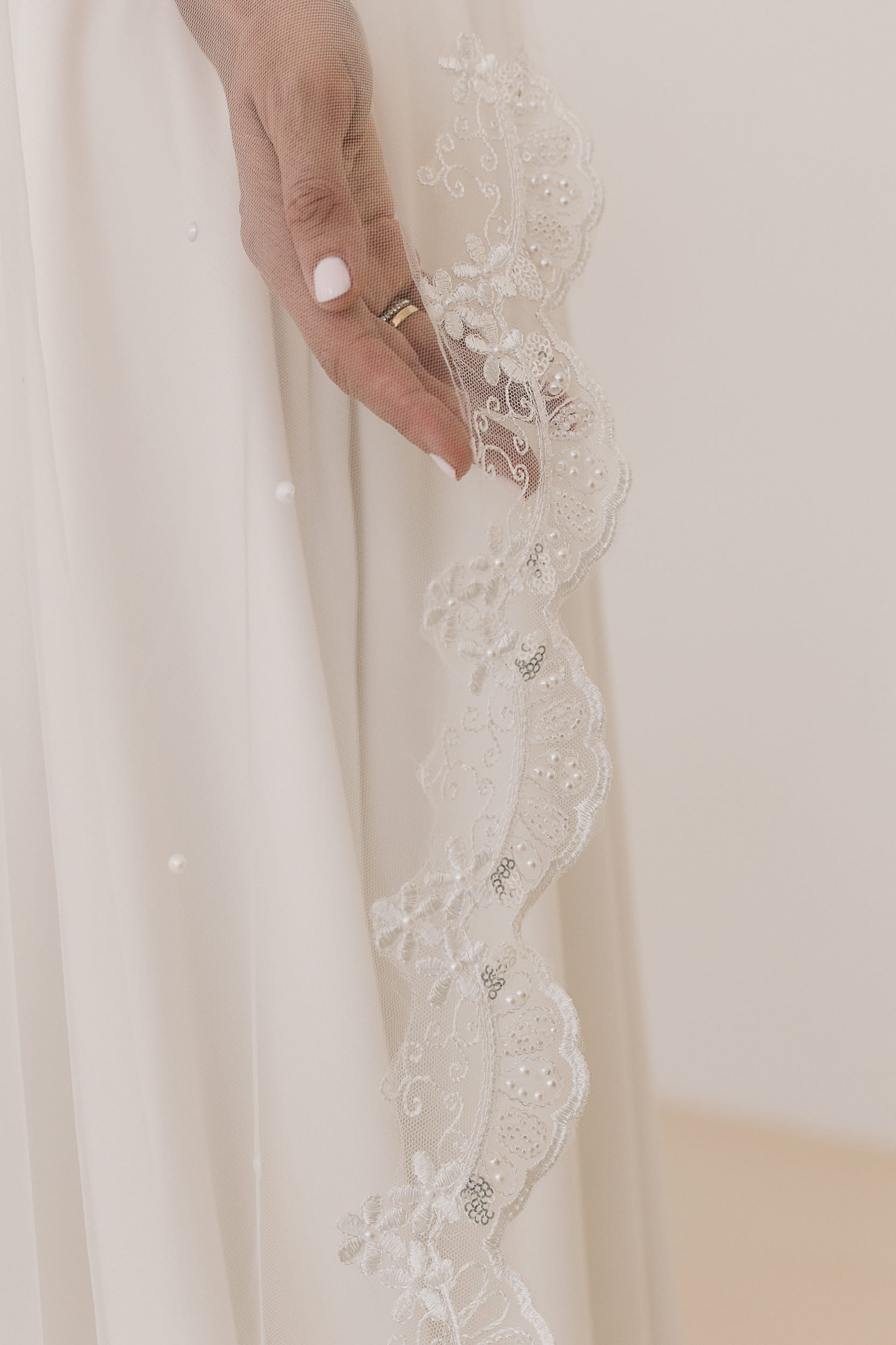 Valentina - Lace and Pearls Wedding Veil - Image 5