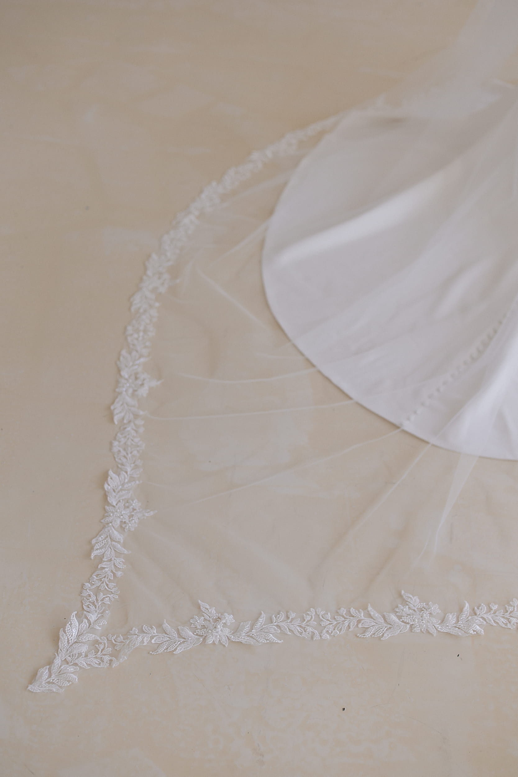 Alina - Long Veil Drop Shape with Lace Wedding Veil - Image 6