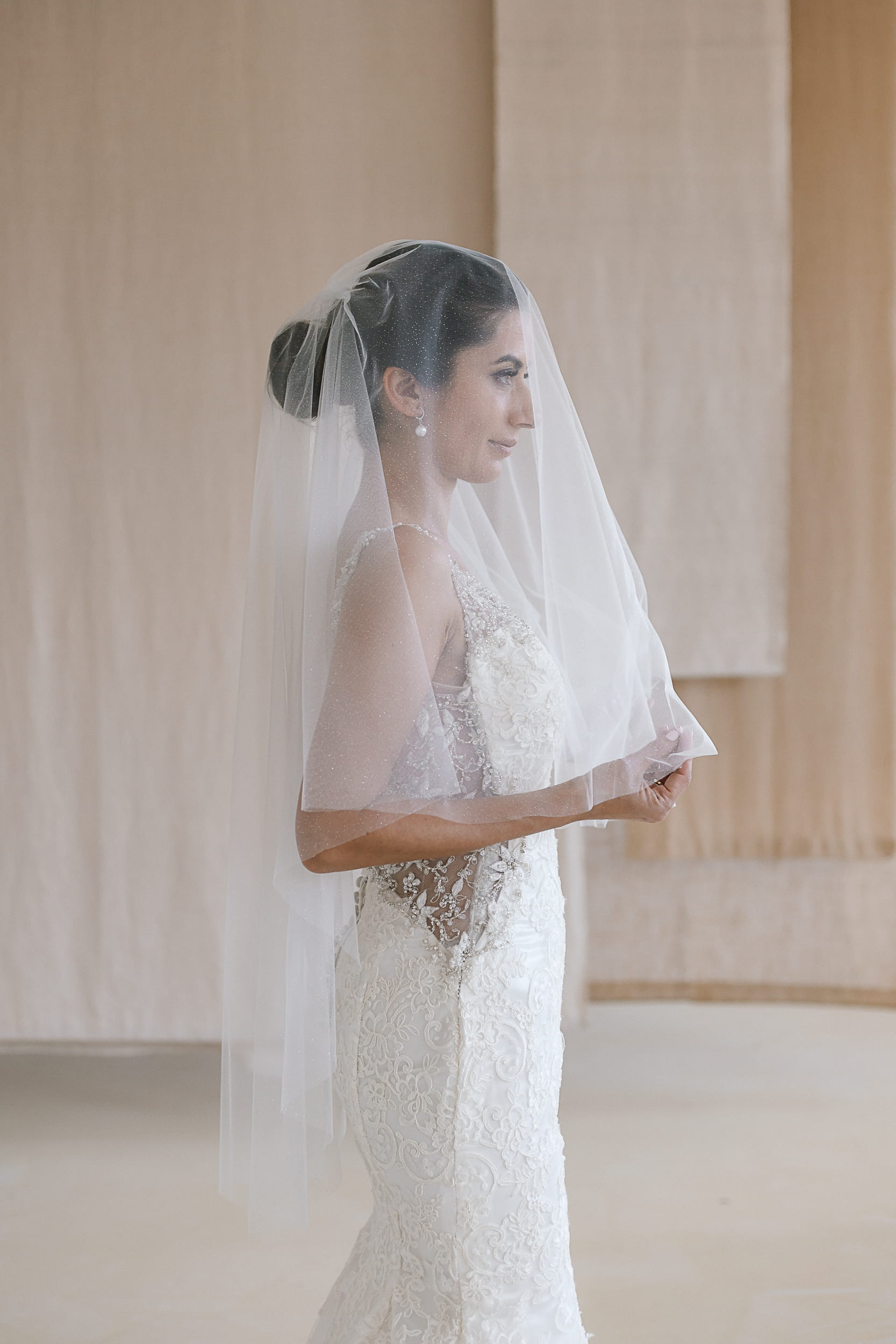 Amara - Double Tier Fine Glitter Wedding Veil - Image 2