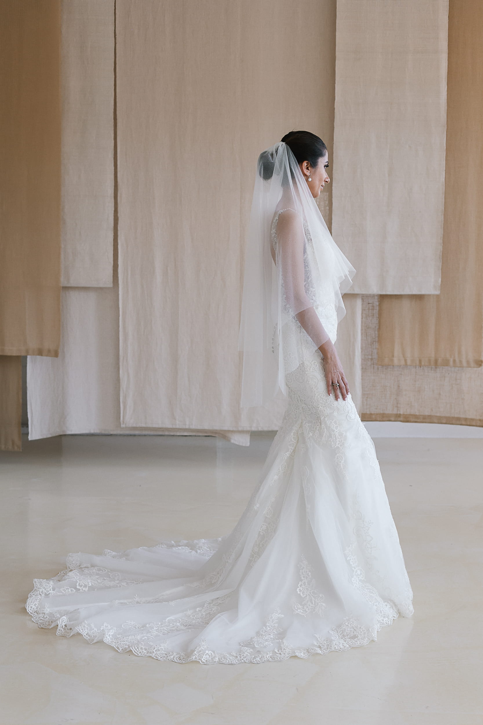Amara - Double Tier Fine Glitter Wedding Veil - Image 3