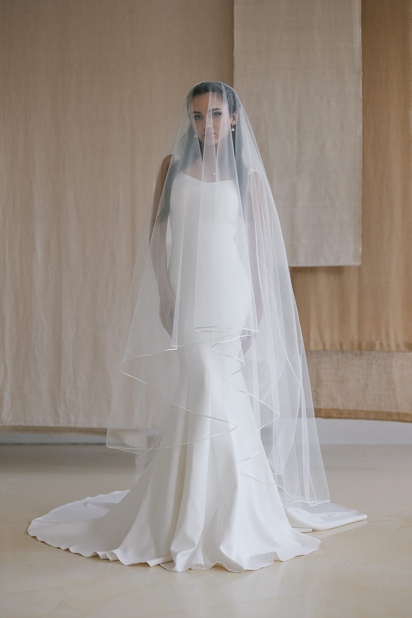 Anastasia - Satin Ribbon Edge Wedding Veil - Image 2