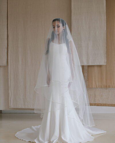 Anastasia - Satin Ribbon Edge Wedding Veil