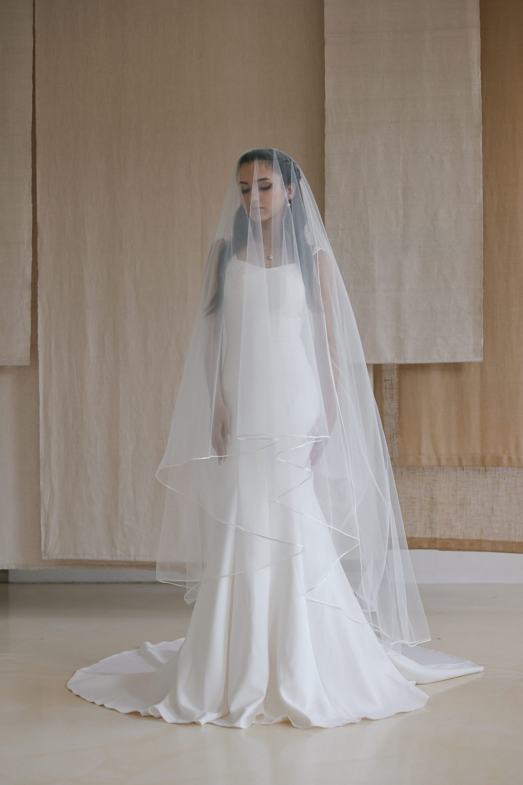 Anastasia - Satin Ribbon Edge Wedding Veil