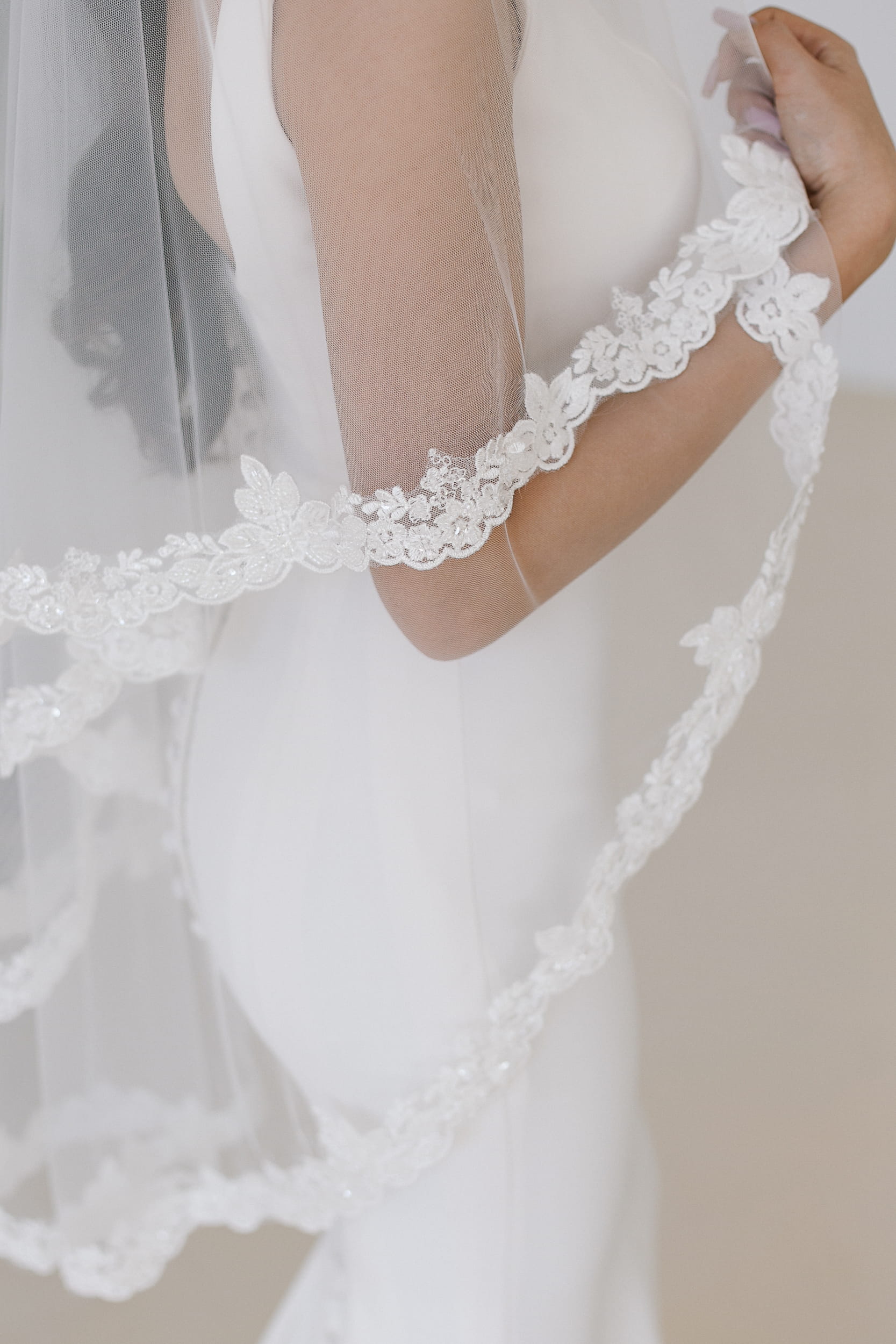 Ariaella - Double Tier Lace Wedding Veil - Image 3