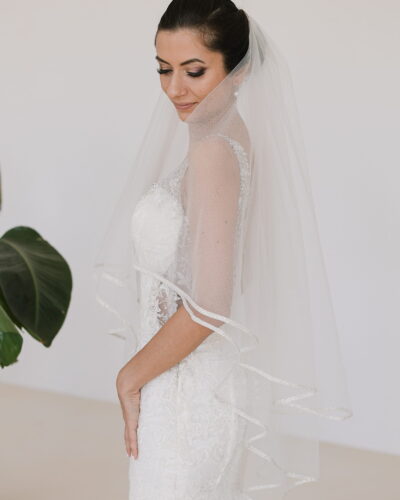 Camelia - Two Tier Golden Sparkle Edge Wedding Veil