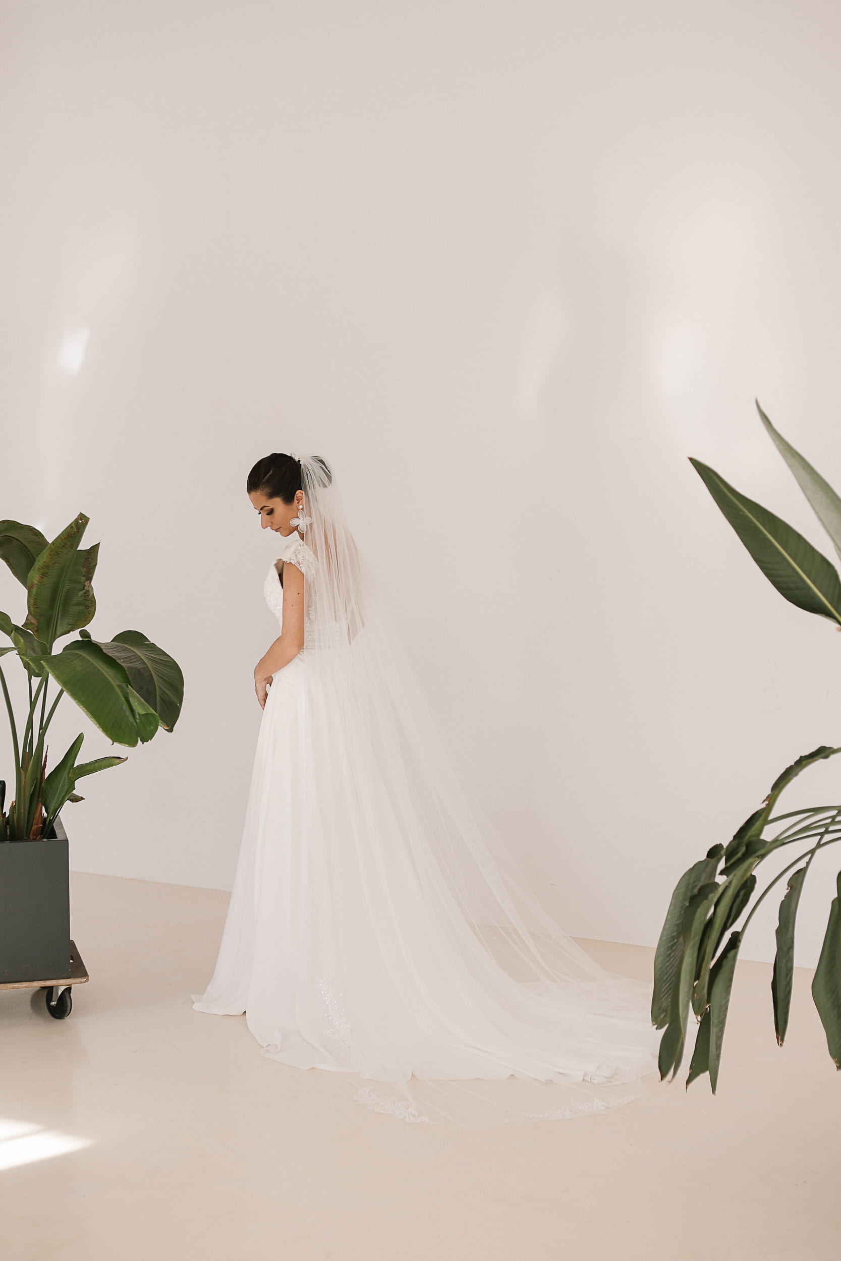 Juliette Wedding Veil with Lace Appliqué & Crystal Raindrops - Image 2