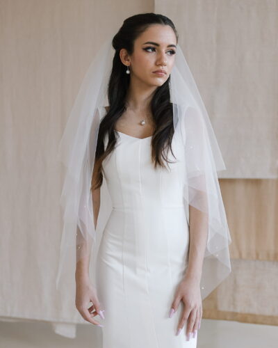Maya - Double Tier Swarovski AB Crystals Wedding Veil