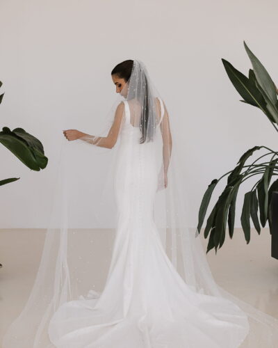 Nedelya - One Tier Wide Pearls Wedding Veil