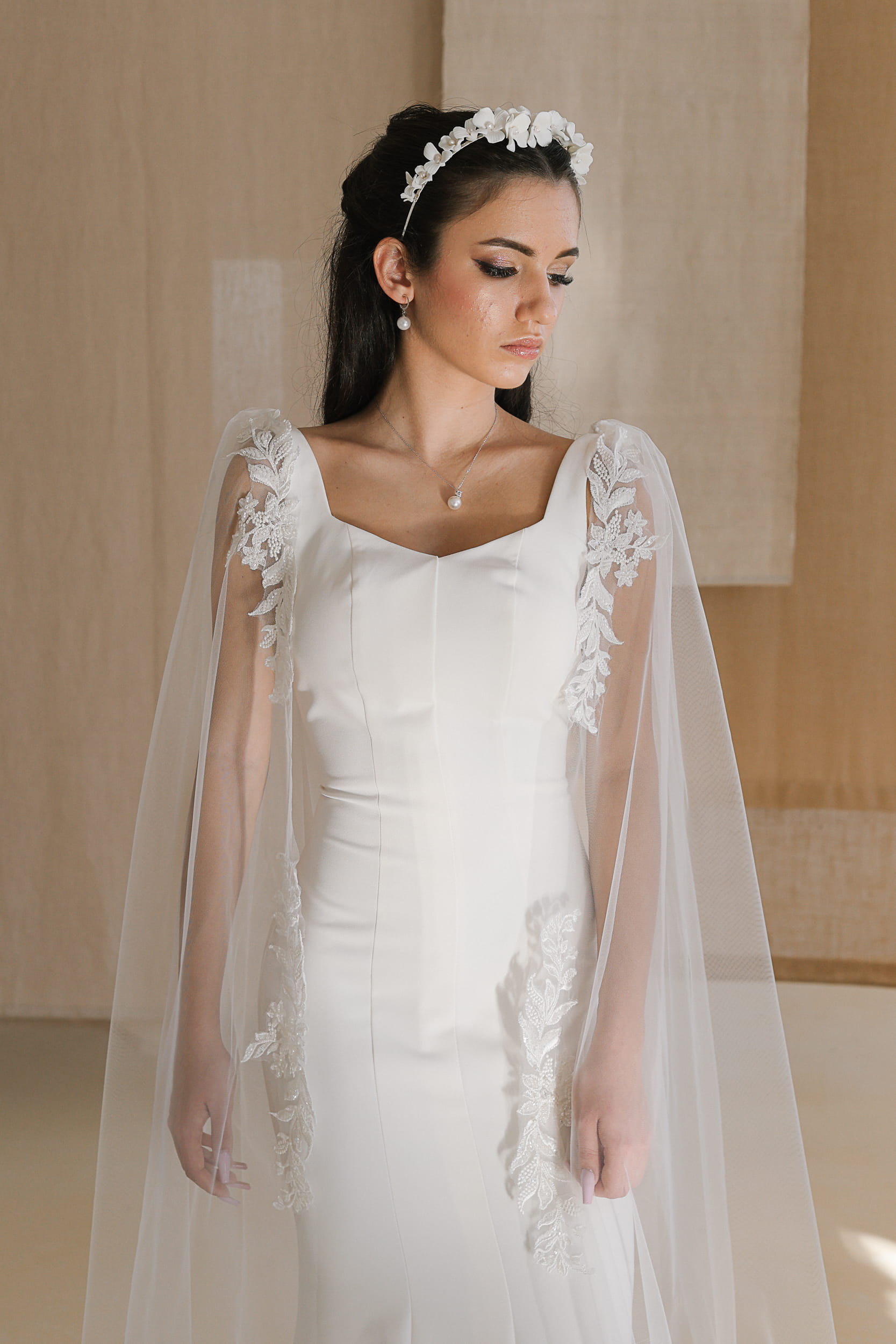 Saira - Applique Wedding Cape - Image 6